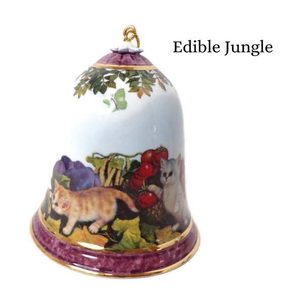 The Bradford Edition Garden Discoveries Cats Bell Ornaments Set Of 3 2526 - Picture 4 of 9